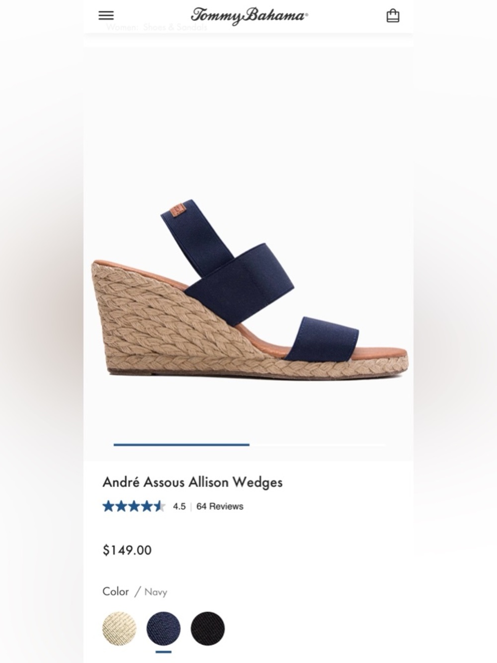 Tommy Bahama Black André Assous Allison Wedges Women's 9.5M